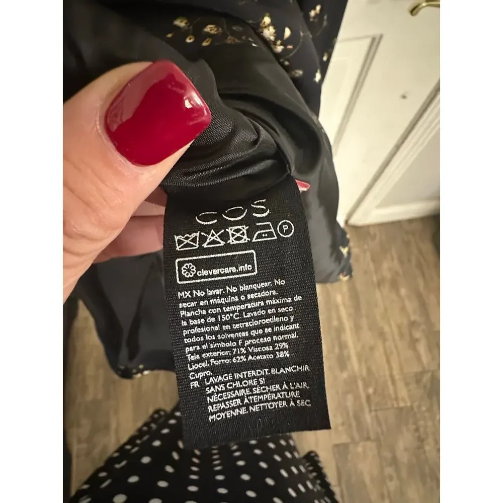 COS Women's Black Fully Lined Handkerchief Asymmetric Midi Dress Size 14 - Picture 9 of 12